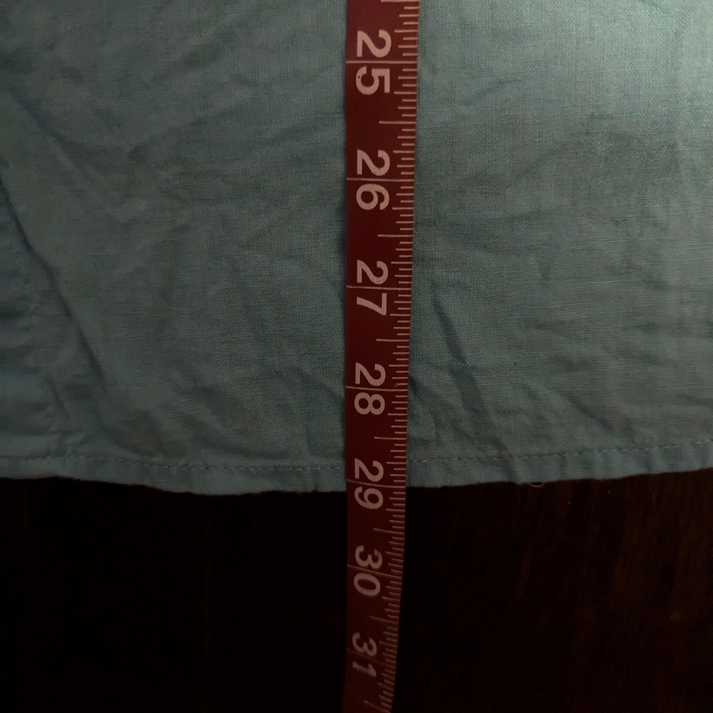Candace Cameron Bure Turquoise Button Down Long Sleeve Textured Shirt - Picture 6 of 6
